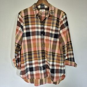 Madewell Ex Boyfriend Button Down Plaid Flannel Shirt Size Large